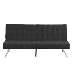 Neiwech Wood Frame, Stainless Leg, FUTON, Sofa Bed Black