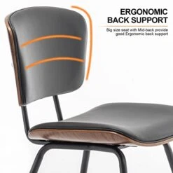 AQG Dining Chairs Set Of 2 Mid Century Modern Dining Chairs Faux Leather Upholstered Chair With Walnut Wood Frame For Kitchen Dining Living Room Chairs (Black, Pack Of 2) -Amazon Store 41DyJiDF3wL