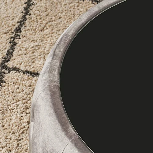 Christopher Knight Home Ivy Glam Velvet And Tempered Glass Coffee Table Ottoman, Smoke, Black 5 Christopher Knight Home Ivy Glam Velvet And Tempered Glass Coffee Table Ottoman, Smoke, Black - Image 3