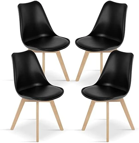 Sweetcrispy Dining Chairs - Dining Room Chairs, Mid Century Modern Kitchen Chairs, PU Leather Upholstered Chairs With Wood Legs, Dining Chairs Set Of 4 For Kitchen, Dining, Living Room, White 9 Sweetcrispy Dining Chairs - Dining Room Chairs, Mid Century Modern Kitchen Chairs, PU Leather Upholstered Chairs With Wood Legs, Dining Chairs Set Of 4 For Kitchen, Dining, Living Room, White - Image 7