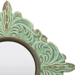 Stonebriar Decorative 11.3" Antique Green Diamond Shape Ceramic Accent Wall Mirror -Amazon Store 41E2rK4I5QS