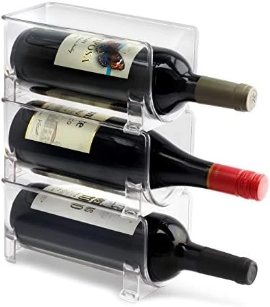ELTOW Stackable Plastic Wine Rack - Modular Wine Bottle Organizer - Wine Holder For Fridge - Storing Champagne And Water Bottles - For Bar, Countertop, Dining Room Display, Heavy Duty, Clear (3-Pack) 8 ELTOW Stackable Plastic Wine Rack - Modular Wine Bottle Organizer - Wine Holder For Fridge - Storing Champagne And Water Bottles - For Bar, Countertop, Dining Room Display, Heavy Duty, Clear (3-Pack) - Image 6
