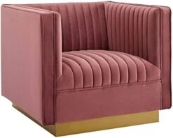 Modway Sanguine Vertical Channel Tufted Performance Velvet Upholstered Armchair In Navy -Amazon Store 41E8PQbPmyL. AC