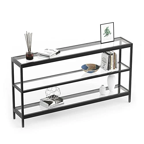 Evajoy Console Table, 55" Entryway Table With 3 Tiers, Open Glass Sofa Table For Living Room, Foyer, Entryway, Bedroom, Hallway 3 Evajoy Console Table, 55" Entryway Table With 3 Tiers, Open Glass Sofa Table For Living Room, Foyer, Entryway, Bedroom, Hallway