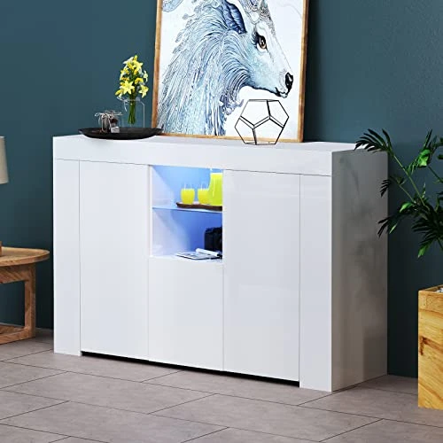 ARMCONE LED Sideboard Buffet Cabinet High Glossy Front Kitchen Sideboard With Storage Large Buffet Table Wooden Bar Cabinet For Kitchen Dining Room Hallway Living Room (45.67" Wx13.82 Dx31.89 H) 9 ARMCONE LED Sideboard Buffet Cabinet High Glossy Front Kitchen Sideboard With Storage Large Buffet Table Wooden Bar Cabinet For Kitchen Dining Room Hallway Living Room (45.67" Wx13.82 Dx31.89 H) - Image 7