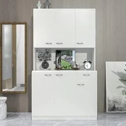 MIYZEAL Kitchen Pantry Storage Cabinet, 70'' Freestanding Cabinet With Buffet Cupboard And Microwave Stand, Modern Hutch Cabinet With 6-Doors And Drawer For Home Kitchen (Black) -Amazon Store 41ER5KsDYuL. AC