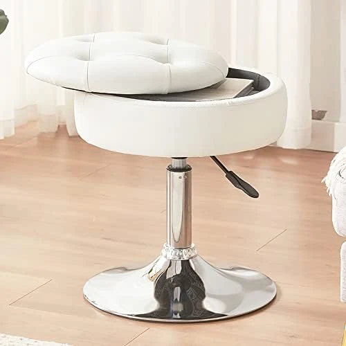 Duhome PU Leather Vanity Stool Makeup Stool Vanity Chair Height Adjustable Swivel Stool Round Ottoman White 16 Duhome PU Leather Vanity Stool Makeup Stool Vanity Chair Height Adjustable Swivel Stool Round Ottoman White - Image 14
