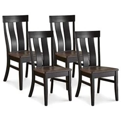 Carol's Inspirations 5 Piece Solid Wood Dining Room Set | 38x64 Inch Farmhouse Kitchen Table With 4 Chairs | Brown And Black Rustic Rectangle Table With Eased Edge And Distressing | Made In USA -Amazon Store 41EX16bnUoL
