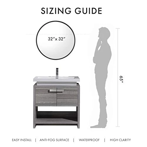 Mazatzal 32IN Wall Mirror Large Round Mirror Brushed Aluminum Framed Big Circle Mirror Black Bathroom Mirror Wall Décor For Living Room Bedroom Entryways 7 Mazatzal 32IN Wall Mirror Large Round Mirror Brushed Aluminum Framed Big Circle Mirror Black Bathroom Mirror Wall Décor For Living Room Bedroom Entryways - Image 5