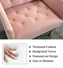 SLEERWAY Modern Velvet Single Sofa Chair, Upholstered Accent Living Room Chair, Comfy Armchair With Rose Golden Metal Legs, Tufted Chair For Reading Or Lounging (Pink) 19 SLEERWAY Modern Velvet Single Sofa Chair, Upholstered Accent Living Room Chair, Comfy Armchair With Rose Golden Metal Legs, Tufted Chair For Reading Or Lounging (Pink) -Amazon Store 41EaZyDb1NS