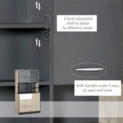 WXYNHHD 67" Freestanding Buffet, Kitchen Storage Cabinet With 3 Drawers, Cable Management, 4 Cubbies And 2 Cabinets. 12 WXYNHHD 67" Freestanding Buffet, Kitchen Storage Cabinet With 3 Drawers, Cable Management, 4 Cubbies And 2 Cabinets. -Amazon Store 41EcxbX3LCL 2