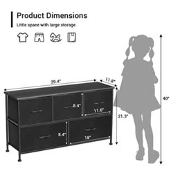 Devoko Dresser For Bedroom With 5 Drawers, Wide Chest Of Drawers With Fabric Bins, Storage Organizer Unit With Steel Frame And Wooden Top For Living Room, Closets, TV Stand,Hallway And Entryway -Amazon Store 41EfZVwsgCL