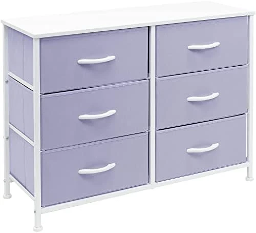 Sorbus Dresser With 6 Drawers - Furniture Storage Tower Unit For Bedroom, Hallway, Closet, Office Organization - Steel Frame, Wood Top, Easy Pull Fabric Bins (Pastel/White) 11 Sorbus Dresser With 6 Drawers - Furniture Storage Tower Unit For Bedroom, Hallway, Closet, Office Organization - Steel Frame, Wood Top, Easy Pull Fabric Bins (Pastel/White) - Image 9