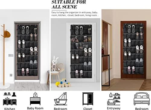 Over The Door Shoe Organizers 35 Durable Mesh Pockets Hanging Shoe Organizer Shoe Rack For Closet Entryway Bedroom Bathroom Pantry Shoe Holder, Men Sneakers, Women High Heeled Shoes, Flip Flops Black 7 Over The Door Shoe Organizers 35 Durable Mesh Pockets Hanging Shoe Organizer Shoe Rack For Closet Entryway Bedroom Bathroom Pantry Shoe Holder, Men Sneakers, Women High Heeled Shoes, Flip Flops Black - Image 5