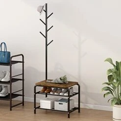 YIZAIJIA Coat Rack Shoe Bench 3 In 1 Multifunctional Industrial Style Coat Tree For Entryway Living Room Bedroom, Black -Amazon Store 41Eru2CoZuL