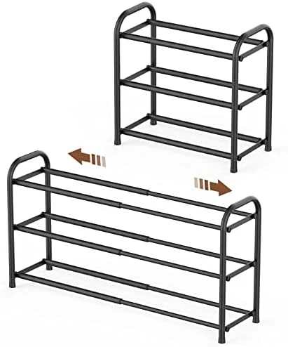 Gonfoam 3-Tier Expandable Shoe Rack,Adjustable Shoe Shelf Storage Organizer Heavy Duty Metal Free Standing Shoe Rack For Entryway Closet Doorway (Black) 12 Gonfoam 3-Tier Expandable Shoe Rack,Adjustable Shoe Shelf Storage Organizer Heavy Duty Metal Free Standing Shoe Rack For Entryway Closet Doorway (Black) - Image 10