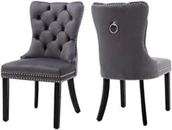 Civama Velvet Loveseat Settee, Nikki Collection Modern Dining Chair, Upholstered Contemporary Banquette Bench With Back, Button Tufted Comfy Accent Sofa Couch With Solid Wood Legs, Dark Gray -Amazon Store 41EveTl71cL. AC