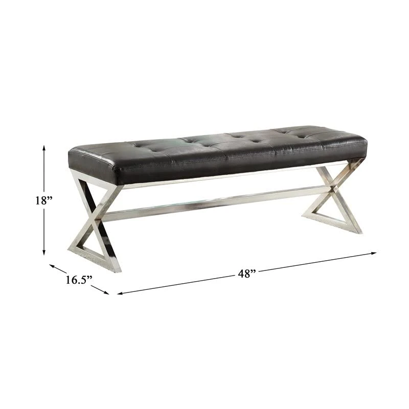 Homelegance Metal Base Bench, Black 4 Homelegance Metal Base Bench, Black - Image 2