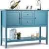 Hysache Buffet Sideboard, Wood Buffet Cabinet With 2 Drawers And 2 Storage Cabinets, Sideboard With Bottom Shelf, Ideal For Kitchen Living Room (Blue) -Amazon Store 41EwsclNwQL