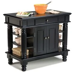 Homestyles Americana Black Kitchen Island With Open Shelving By Home Styles -Amazon Store 41F5baVIoqL