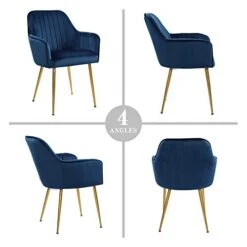 Thksbought Set Of 2 Velvet Dinning Chairs, Upholstered Accent Chairs With Gold Plating Legs For Living Room Chairs(Blue) -Amazon Store 41F8WqIohqL