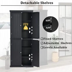 72.4" H Kitchen Storage Cabinet, Freestanding Tall Kitchen Pantry With 4 Doors And Adjustable Shelves, Tall Kitchen Pantry Accent Cabinet Buffet Sideboard For Kitchen Living/Dining Room, Black 14 72.4" H Kitchen Storage Cabinet, Freestanding Tall Kitchen Pantry With 4 Doors And Adjustable Shelves, Tall Kitchen Pantry Accent Cabinet Buffet Sideboard For Kitchen Living/Dining Room, Black -Amazon Store 41F8hseOIwL