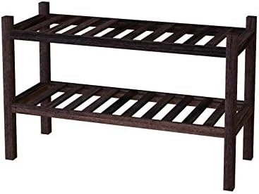 INTERBUILD Acacia Solid Wood Shoe Storage Organizer 2-Tier Stackable Shoe Rack, Dusk Gray 8 INTERBUILD Acacia Solid Wood Shoe Storage Organizer 2-Tier Stackable Shoe Rack, Dusk Gray - Image 6