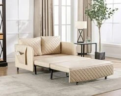 PU Leather Pull Out Futon Sofa Bed, Convertible Small Loveseat Sleeper With Storage Drawer, 3 In 1 Futon Couch With Removable Pocket And 2 Pillows, Modern Love Seat For Living Room, Guest Room, Black -Amazon Store 41FCqUmfH L. AC