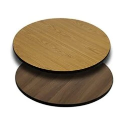 EMMA + OLIVER 36" Round Natural/Walnut Reversible Laminate Table Top