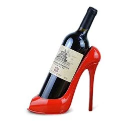Fantasee High Heel Wine Bottle Holder Countertop Storage Stand For Wedding Party Home Decor (Red High Heel)