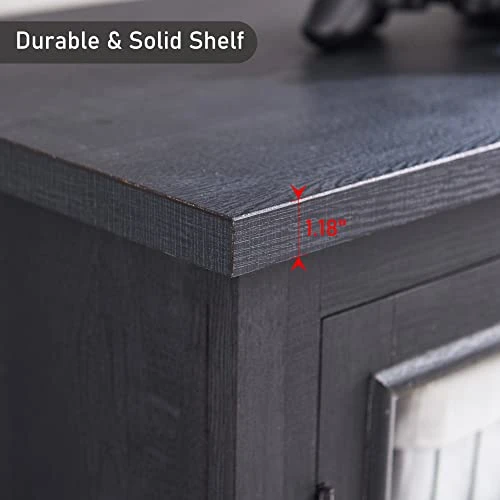 JXQTLINGMU Farmhouse TV Stand For 75 65 Inch TV, Farmhouse & Modern Entertainment Center With Storage Cabinets, 66" Rustic TV Console For Living Room Bedroom, Black 7 JXQTLINGMU Farmhouse TV Stand For 75 65 Inch TV, Farmhouse & Modern Entertainment Center With Storage Cabinets, 66" Rustic TV Console For Living Room Bedroom, Black - Image 5