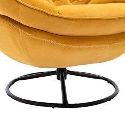 LoLado Velvet Chaise Lounge Indoor Cozy Oversized Swivel Reading Chair With Footrest, Yellow -Amazon Store 41FH7dVuBIL