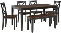 Signature Design By Ashley Coviar 6 Piece Dining Set, Includes Table, 4 Chairs & Bench, Dark Brown -Amazon Store 41FOzMF87uL. AC