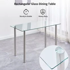 Paonne Glass Dining Table And Chair 7 Pieces Set, Dining Table Set For 6 Kitchen Room Table With 6 Chairs, Rectangular Glass Table With 4 PU Chairs 18 Paonne Glass Dining Table And Chair 7 Pieces Set, Dining Table Set For 6 Kitchen Room Table With 6 Chairs, Rectangular Glass Table With 4 PU Chairs -Amazon Store 41FV0WUGVJL