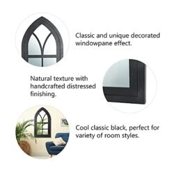 Glitzhome 40" H Cathedral Arched Windowpane Wall Mirror Window Frame, Black -Amazon Store 41Fd3oPoFvS