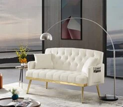 Antetek Upholstered Velvet Loveseat Sofa, Modern Small Sofa Couch With Side Pocket And Golden Metal Legs, Tufted Leisure Sofa For Living Room, Bedroom, Office, Light Beige 19 Antetek Upholstered Velvet Loveseat Sofa, Modern Small Sofa Couch With Side Pocket And Golden Metal Legs, Tufted Leisure Sofa For Living Room, Bedroom, Office, Light Beige -Amazon Store 41FfY3XGNbL
