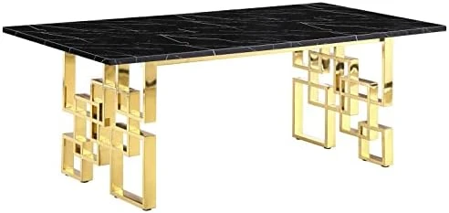 Goderfuu Marble Dining Table - 78 Inch Luxury Modern Dining Room Table With Gold Stainless Steel Base, Rectangle Dining Table Set For 6 To 8, Gold And White Dining Room Table For Kitchen, Dining Room 10 Goderfuu Marble Dining Table - 78 Inch Luxury Modern Dining Room Table With Gold Stainless Steel Base, Rectangle Dining Table Set For 6 To 8, Gold And White Dining Room Table For Kitchen, Dining Room - Image 8