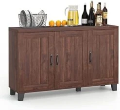 Giantex Buffet Cabinet Kitchen Storage Cupboard - 3 Door Sideboard With Adjustable Shelves, Cable Management Holes, Anti-Tipping Kits, Coffee Bar Console Cabinet For Living Room (Brown) -Amazon Store 41FlUQIxWAL. AC