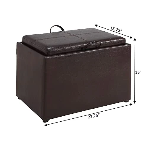 Convenience Concepts Designs4Comfort Accent Storage Ottoman With Reversible Tray, Espresso Faux Leather 22.75 X 15.75 X 16 5 Convenience Concepts Designs4Comfort Accent Storage Ottoman With Reversible Tray, Espresso Faux Leather 22.75 X 15.75 X 16 - Image 3