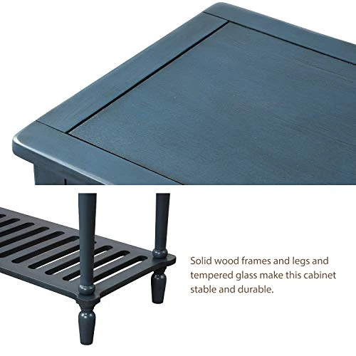 LZ LEISURE ZONE Console Table With Bottom Shelf, Buffet Sideboard Farmhouse Wood Storage Cabinet For Living Room (Antique Navy, 42“L) 7 LZ LEISURE ZONE Console Table With Bottom Shelf, Buffet Sideboard Farmhouse Wood Storage Cabinet For Living Room (Antique Navy, 42“L) - Image 5