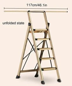 GENERIC 5-Step Aluminum Alloy Ladder Step Ladder With Telescopic Rod Portable Folding Ladder With Non-Slip Pedal Multifunctional Ladder Flower Stand Clothes Rack For Household And Office (Color : Grijs) -Amazon Store 41FvedgcMyL