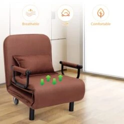 KOMFOTT Convertible Chair Bed, Tri-Fold Sofa Bed With 5-Position Adjustable Backrest & Pillow, Leisure Chaise Lounge Couch With Sturdy Steel Frame For Home & Office, Comfortable Sleeper Chair (Coffee) 14 KOMFOTT Convertible Chair Bed, Tri-Fold Sofa Bed With 5-Position Adjustable Backrest & Pillow, Leisure Chaise Lounge Couch With Sturdy Steel Frame For Home & Office, Comfortable Sleeper Chair (Coffee) -Amazon Store 41FwLlxWxtL