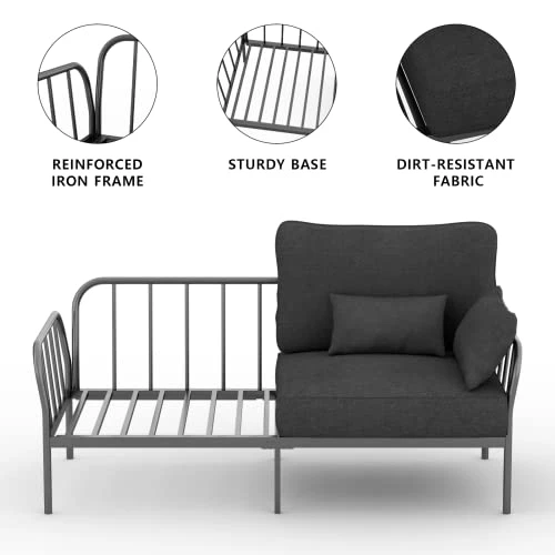 DUESI 71'' Modern Loveseat Furniture, Small Couches For Living Room With 2 Cushions, Steady Steel Framework, Metal Sofa Couches For Living Room, Easy Assembly, 650 LB Capacity(Deep Grey) 6 DUESI 71'' Modern Loveseat Furniture, Small Couches For Living Room With 2 Cushions, Steady Steel Framework, Metal Sofa Couches For Living Room, Easy Assembly, 650 LB Capacity(Deep Grey) - Image 4
