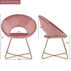 Duhome Modern Accent Velvet Chairs Dining Chairs Single Sofa Comfy Upholstered Arm Chair Living Room Furniture Mid-Century Leisure Lounge Chairs With Golden Metal Frame Legs 1 PCS Pink -Amazon Store 41G2Y7ZYvvL