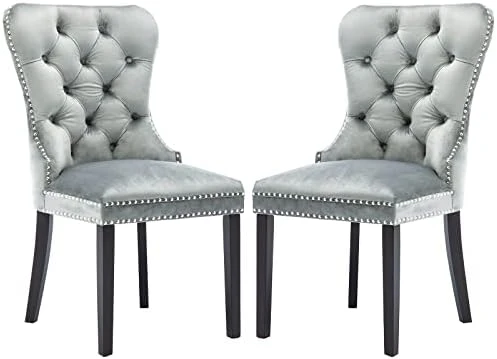 Chairus Dining Chairs Set Of 2 With Tufted High Back, Velvet Upholstered Dining Room Chairs Modern Elegant Nailhead Trim Ring Pull - Ivory 2PCS 13 Chairus Dining Chairs Set Of 2 With Tufted High Back, Velvet Upholstered Dining Room Chairs Modern Elegant Nailhead Trim Ring Pull - Ivory 2PCS - Image 11