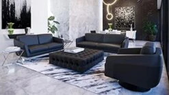 Zuri Furniture Modern Armondo Loveseat In Black Microfiber And Genuine Leather -Amazon Store 41G684kxSPL