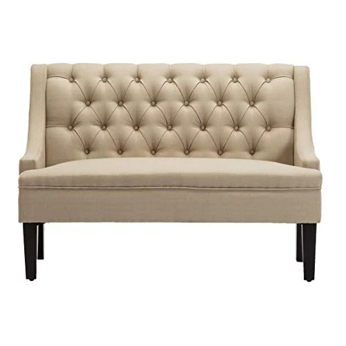 Yongqiang Modern Settee Bench For Dining Room Entryway Upholstered Banquette Button Tufted Loveseat With Wood Legs Khaki 4 Yongqiang Modern Settee Bench For Dining Room Entryway Upholstered Banquette Button Tufted Loveseat With Wood Legs Khaki - Image 2