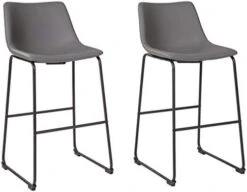 Signature Design By Ashley Centiar 24" Counter Height Modern Bucket Barstool Set Of 2,Faux Leather, Brown -Amazon Store 41GJAgODS7L. AC