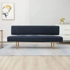MOJAY Modern Fabric Linen Armless Love Seats Sofa, Couch For Living Room Furniture With Golden Legs For Bedroom,Small Spaces -Amazon Store 41GJN8okgsL. AC