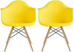 2xhome Modern Dining Side Chairs From Molded Plastic Armchair Shell With Natural Wooden Legs, White, Set Of 2 -Amazon Store 41GK6OkV3uL. AC